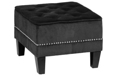 Premier Housewares Regents Park Fabric Footstool - Black